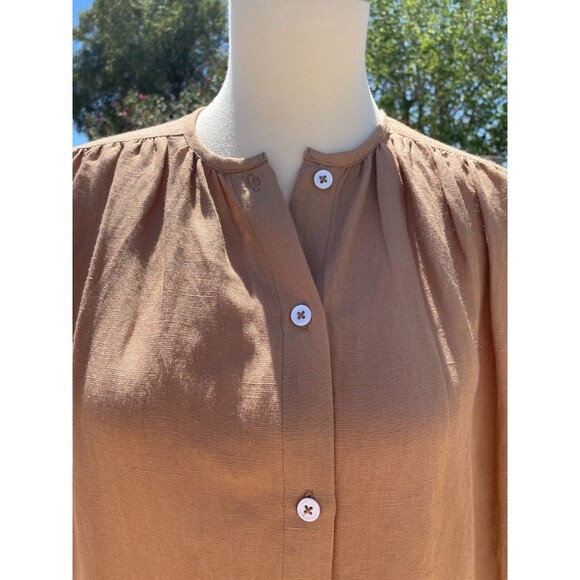 Mille Resort & Travel Jasmine Dress Small Almond Linen Flowy Beige Dress Pockets - Picture 4 of 16